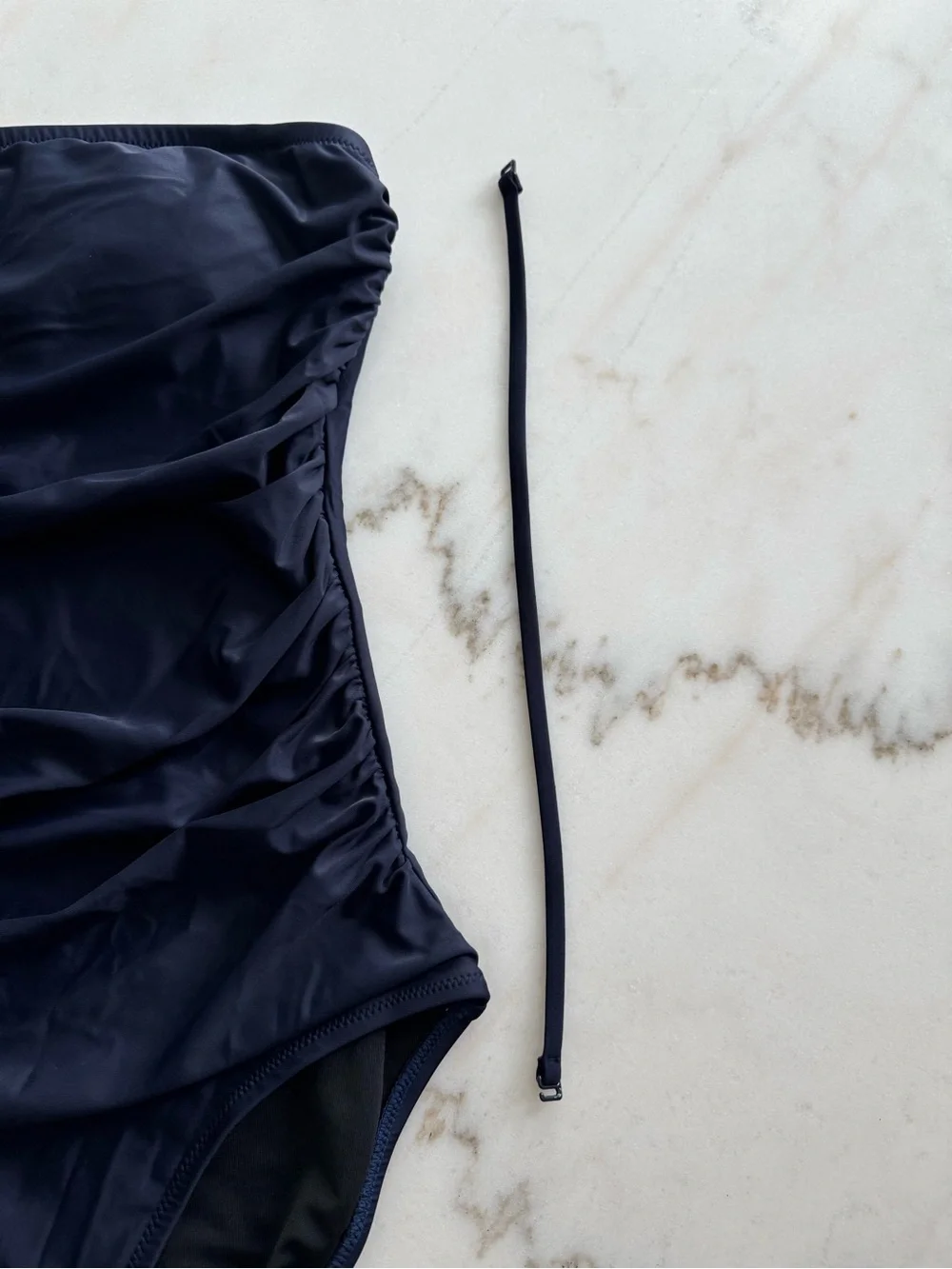 J. Crew Strapless Ruched Navy One-Piece Swimsuit